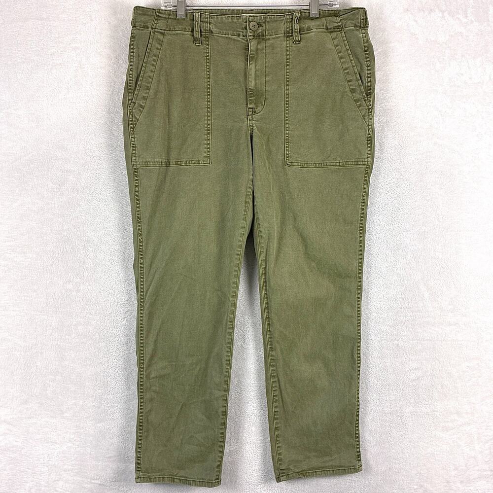 Madewell Pants Womens 32 Green Slim Straight Utility Stretch Preppy Grunge